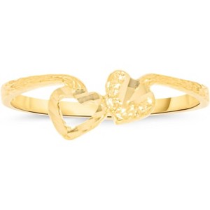 10k Yellow Gold 6.2mm Thin Alternate Double Hearts Filigree Ring - 1 of 4
