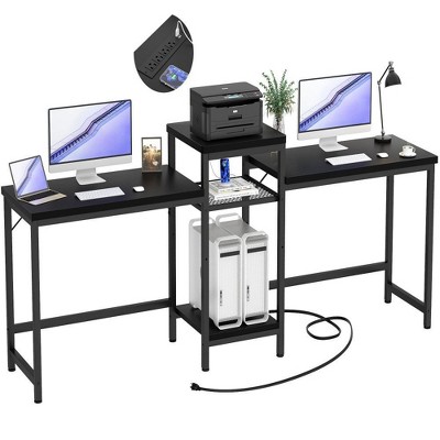 Unikito 2 Person Home Office Desk, Modern Double Desk,  Long Desk, Gaming Desk, Writing Study Desk, Black, 78"*19.7"*36.6"