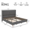 Full/Queen/King Size Bed Frame, Upholstered Platform Velvet Bed Frame with Vertical Channel Tufted Wingback Headboard - 2 of 4