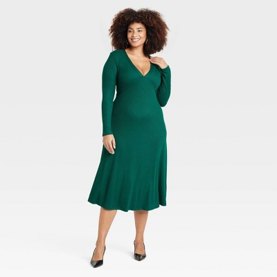 Women's Long Sleeve Midi A-Line Dress - A New Day™