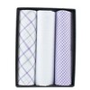 TheDapperTie Men's White Solid And Lavender Plaid 100% Cotton 3 PCS Handkerchiefs - 4 of 4