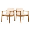 Set of 2 Outdoor Wicker Dining Chairs, Acacia Wood Frame in Teak Finish with Waterproof Cushions, Armchairs for Patio or Garden – Cuddlewood - 3 of 4
