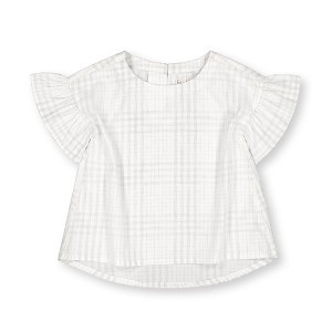 Hope & Henry Girls' Short Ruffle Sleeve Top (Soft White Pencil Sketch Plaid, 3-6 Months) - 1 of 3