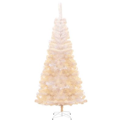 vidaXL Christmas Tree White with Iridescent Tips PVC, Steel 47.2 in - White 6 x 3 ft