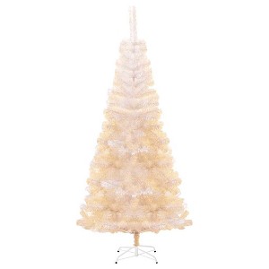 vidaXL Christmas Tree White with Iridescent Tips PVC, Steel 47.2 in - White 6 x 3 ft - 1 of 4