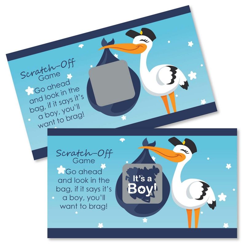 Big Dot of Happiness Boy Special Delivery - Blue It's a Boy Stork Baby Shower Game Scratch Off Cards - 22 Count, 1 of 7