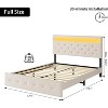 Modern Upholstered Bed Frame with Adjustable Headboard, Built-In Charging Station, Diamond Stitched Button Tufted - 3 of 4