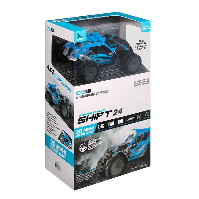 Power Craze Shift 24 High Speed RC Buggy 1:24 Scale - Blue, 3 of 9