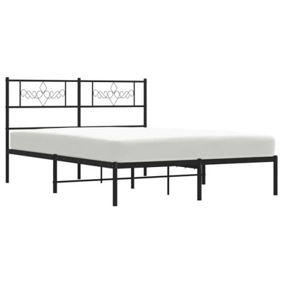vidaXL Powder-Coated Steel Bed Frame with Headboard - Sturdy Metal Construction