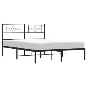 vidaXL Powder-Coated Steel Bed Frame with Headboard - Sturdy Metal Construction - 1 of 4