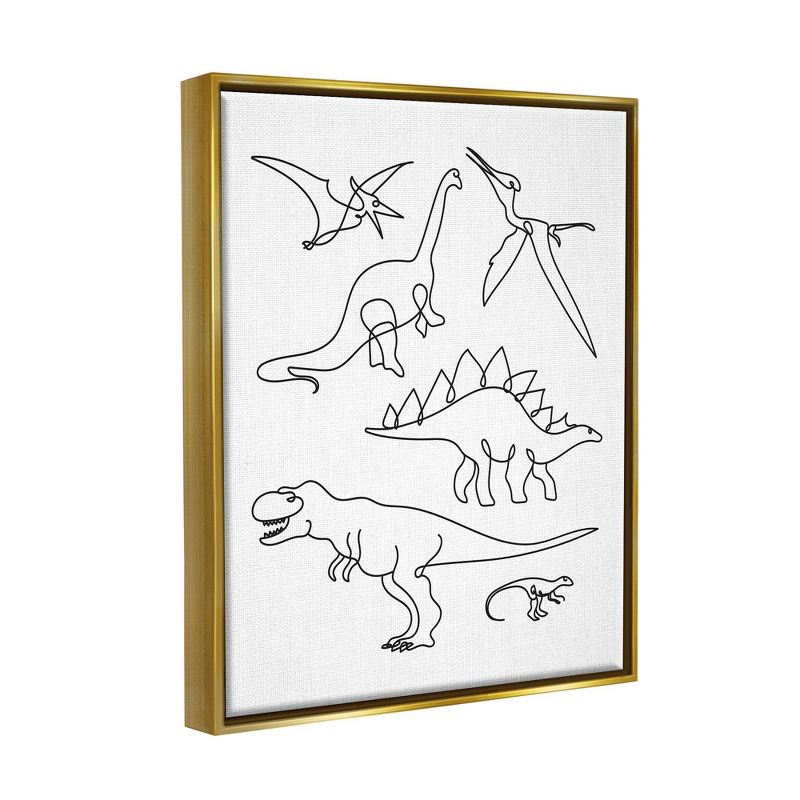 Kids&#39; Wall Art by Melissa Wang Various Dinosaurs Outline Doodles Gold Framed Kids&#39; Floater Canvas - Stupell Industries, 3 of 8
