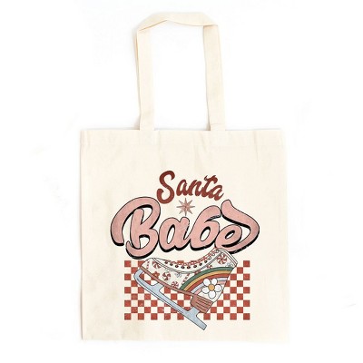City Creek Prints Santa Babe Canvas Tote Bag - 15x16 - Natural