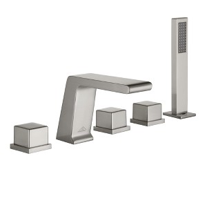 CASAINC 5 Hole Deck Mounted Roman Tub Faucet with Hand Shower and Waterfall Spout - 1 of 4