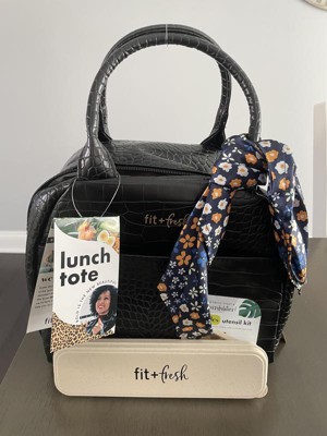 Fit & Fresh Lyon Luxe Lunch Bag with Travel Utensils and Case - Black