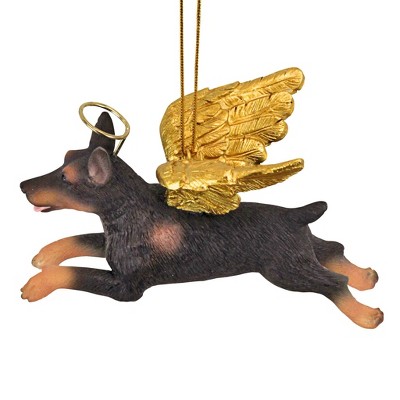 Black and Gold Resin Doberman Angel Christmas Ornament