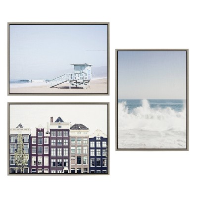 Sylvie Waves Crashing Coastal Framed Canvas Print, 36" x 27"