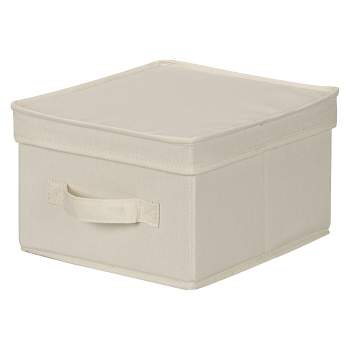 Household Essentials Canvas Cube Storage Box Natural Medium