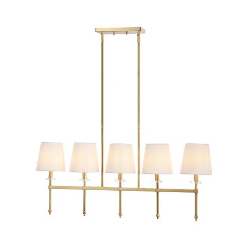 38.5" 5-Light Sophie Modern Midcentury Iron Linear LED Pendant Brass Gold - JONATHAN Y: UL Listed, Adjustable Height - image 1 of 4