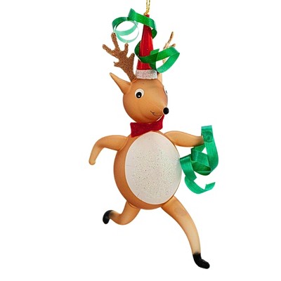 Italian Ornaments 6.5 Inch Bingle (Prancer's Cousin) Party Hat Reindeer Tree Ornaments