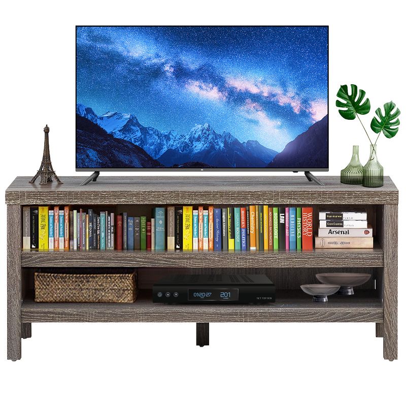 Tangkula TV Stand Fit 45” TV Media Center Open Console Cabinet with 2-Shelf Storage OakWalnut, 5 of 6