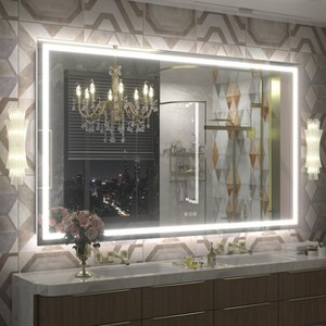 Apmir Super Bright Front & Back LED Lighted Anti-Fog Tempered Glass Bathroom/Vanity Mirror with ETL & 3-Year Warranty - 1 of 4