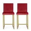 Set of 2 Bar Stools Velvet Counter Bar Stools with Metal Frame,Bar Chairs for Dining Rooms,Kitchens Islands-Christopher Knight Home - 2 of 4