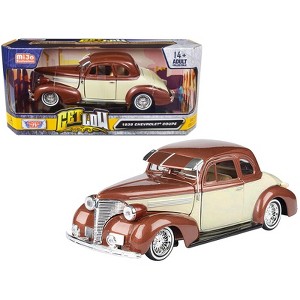 1939 Chevrolet Coupe Lowrider Beige and Brown Metallic "Get Low" Series 1/24 Diecast Model Car by Motormax - 1 of 3