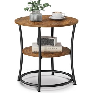Side Table, 2-Tier Round End Table, Nightstand with Steel Frame for Small Spaces, Living Room, Bedroom - 1 of 4