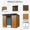 HANPURE 8ft x 6ft Outdoor Metal Storage with Lockable Sliding Doors and Transparent plate for Garden, Lawn (Coffee) - 3 of 4