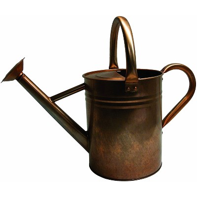 Gardman 1.9 Gallon Antique Weatherproof Indoor Outdoor Copper Powder Coat Finish Galvanized Steel Watering Can w/ Removeable Rosette Diffuser Spout