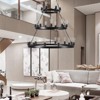 Wagon Wheel Chandelier Light, Rustic Metal Ceiling Pendant, 3 Tier Farmhouse Chandelier Light Hanging Fixture for Living Dining Room Entryway - 2 of 4