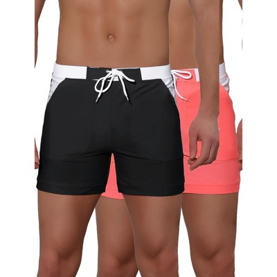 Lars Amadeus Men's Summer Surfing Contrast Color Drawstring Waist Beach Board Shorts 2 Pack