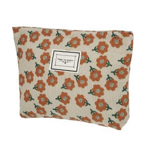 Unique Bargains Corduroy Flower Floral Makeup Bags and Organizers 1 Pc - 1 of 4
