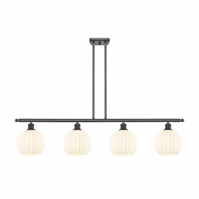 White Venetian - 4 Light Stem Hung Island In Modern Style-11 Inches Tall and 48 Inches Wide