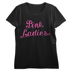 Grease Pink Ladies Logo Crew Neck Short Sleeve Women's Black T-shirt - 1 of 3