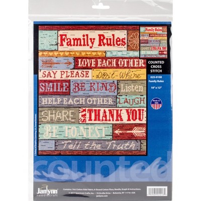 Janlynn Counted Cross Stitch Kit 10"X12"-Family Rules (14 Count)