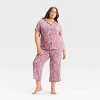 Women's Cloud Knit Short Sleeve Notch Collar Top and Cropped Pants Pajama Set - Auden™ - 3 of 3