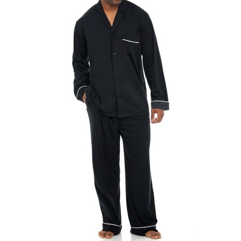 Men's Soft Cotton Knit Jersey Pajamas Lounge Set, Long Sleeve