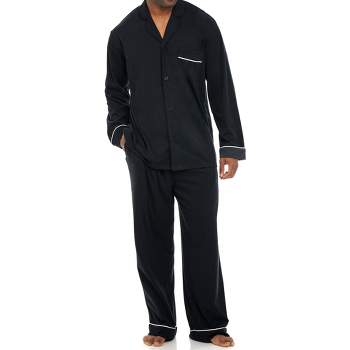 Men's Soft Cotton Knit Jersey Pajamas Lounge Set, Long Sleeve Shirt and Pants with Pockets