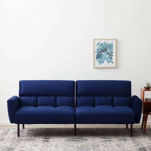 Comfort Collection Futon Sofa Bed Box Tufting Navy Velvet - Lucid : Target