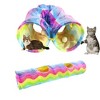 Cat Long Straight Plush Tunnel Toy With Ball,Foldable Scratch-resistant Hideout Tunnel Pet Supplies (Rainbow Wave) - 2 of 4