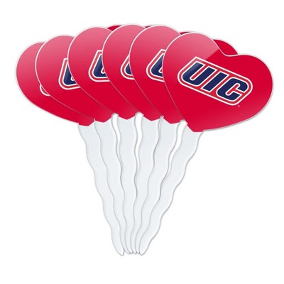 UIC Primary Logo Heart Love Cupcake Picks Toppers Decoration Set of 6