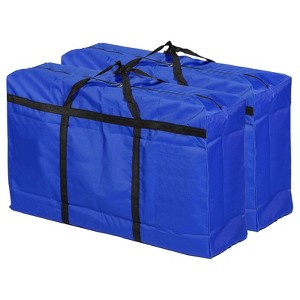 Unique Bargains Capacity Foldable Heavy Moving Tote Bags with Zippers for Bedding Clothes 2 Pcs Blue - 1 of 4