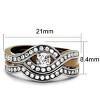 Slickblue Stainless Steel Women's Ring with Two-Tone Light Brown Finish and Clear CZ, Size 5-10 - 2 of 4