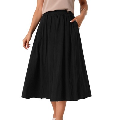 INSPIRE CHIC Women's Elastic Waist A Line Midi Skirts