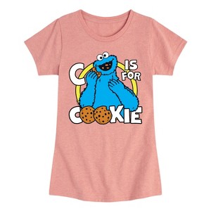 Girls' - Sesame Street - Cookie Monster Fitted Short Sleeve Graphic T-Shirt - 1 of 4