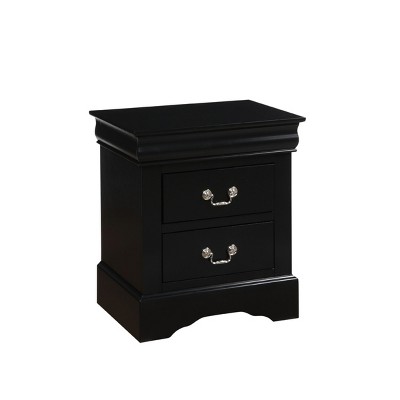 GlasFlength Nightstands Nightstand Modern Bedside Table Accent Bedside End Table with 2 Drawers for Bedroom Modern, Black, 16"*22"*24"