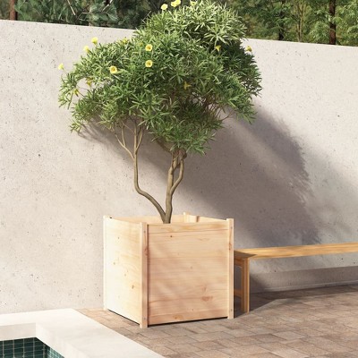 vidaXL Square Garden Planter - Solid Pinewood Flower Box - Ideal for Plants, Vegetables, Herbs and Flowers - Suitable for Garden, Patio, Balcony Decor