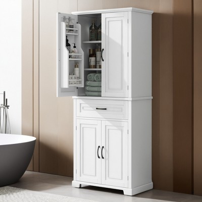Bathroom Storage Cabinet,72" Tall Storage Cabinet with Doors and Drawer,Adjustable Shelf - Leovsnove