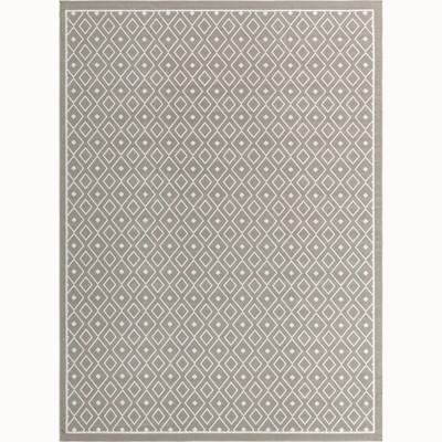 Gray Flat Woven Synthetic 9' x 12' Rectangular Outdoor Rug